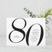 Moderne minimalistische zwart-wit 80ste verjaardag kaart (Staand voorkant)