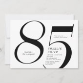 Moderne minimalistische zwart-wit 85ste verjaardag kaart (Voorkant)