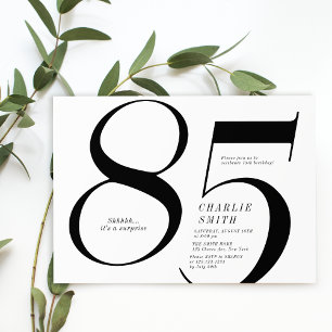 Moderne minimalistische zwart-wit 85ste verjaardag kaart