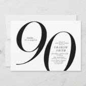 Moderne minimalistische zwart-wit 90ste verjaardag kaart (Voorkant)