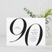 Moderne minimalistische zwart-wit 90ste verjaardag kaart (Staand voorkant)