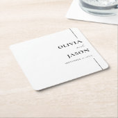 Moderne minimalistische zwart-wit aangepaste bruil kartonnen onderzetters (Schuin)