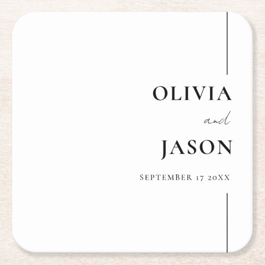 Moderne minimalistische zwart-wit aangepaste bruil kartonnen onderzetters (Voorkant)