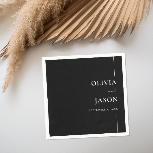 Moderne minimalistische zwart-wit aangepaste bruil servet