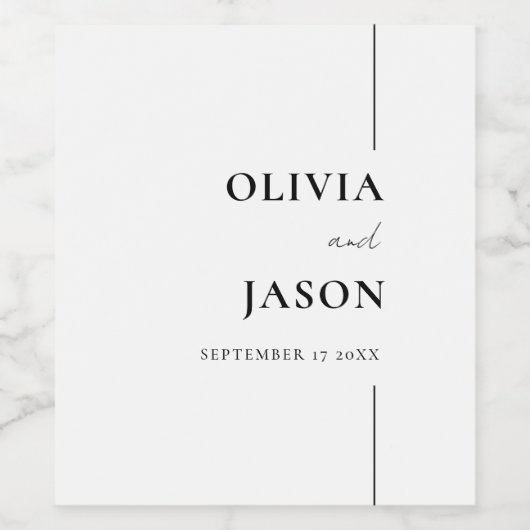 Moderne minimalistische zwart-wit aangepaste bruil wijn etiket (Enkel label)