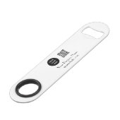 Moderne minimalistische zwart-wit aangepaste logo speed flessenopener (Voorkant Gekanteld)