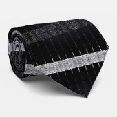 Moderne Minimalistische Zwart-Wit Barcode Streep Stropdas (Opgerold)