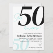 Moderne minimalistische zwart-wit blauwe verjaarda kaart (Voorkant)