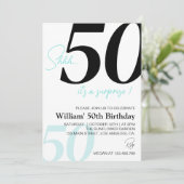 Moderne minimalistische zwart-wit blauwe verjaarda kaart (Staand voorkant)