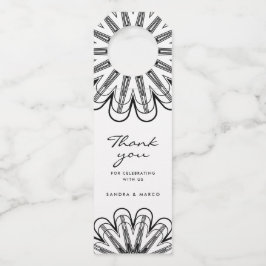 Moderne minimalistische zwart-wit bloem flessenhanger