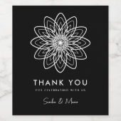 Moderne minimalistische zwart-wit bloem wijn etiket (Enkel label)