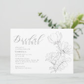 Moderne minimalistische zwart wit bloemenbruids br kaart (Staand voorkant)