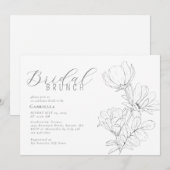 Moderne minimalistische zwart wit bloemenbruids br kaart (Voorkant / Achterkant)