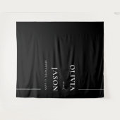 Moderne minimalistische zwart-wit bruiloft achterg wandkleed (Voorkant (horizontaal))