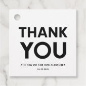 Moderne minimalistische zwart-wit bruiloft bedankjes labels (Voorkant)