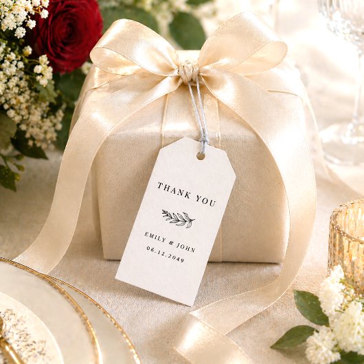Moderne Minimalistische Zwart-Wit Bruiloft Cadeaulabel