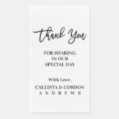 Moderne minimalistische zwart wit bruiloft dank u servet (Voorkant)