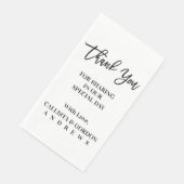 Moderne minimalistische zwart wit bruiloft dank u servet (Hoek)