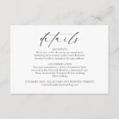 Moderne minimalistische zwart-wit bruiloft details informatiekaartje (Voorkant)