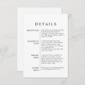 Moderne minimalistische zwart-wit bruiloft details informatiekaartje (Voorkant / Achterkant)