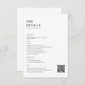 Moderne minimalistische zwart-wit bruiloft details informatiekaartje (Voorkant / Achterkant)