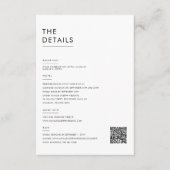 Moderne minimalistische zwart-wit bruiloft details informatiekaartje (Voorkant)