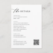 Moderne minimalistische zwart-wit bruiloft details informatiekaartje (Voorkant)