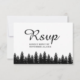 Moderne minimalistische zwart-wit bruiloft een maa RSVP kaartje