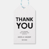 Moderne minimalistische zwart-wit bruiloft gunst cadeaulabel (Voorkant)