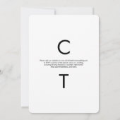 Moderne minimalistische zwart-wit bruiloft kaart (Achterkant)