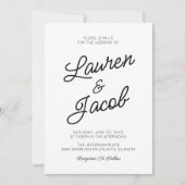 Moderne minimalistische zwart-wit bruiloft kaart (Voorkant)