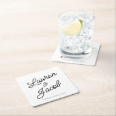 Moderne minimalistische zwart-wit bruiloft kartonnen onderzetters (Insitu)