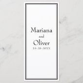 Moderne minimalistische zwart wit bruiloft menu (Achterkant)