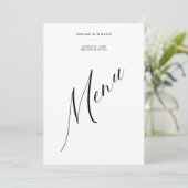 Moderne minimalistische zwart-wit bruiloft Menu (Staand voorkant)