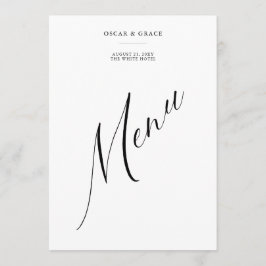 Moderne minimalistische zwart-wit bruiloft Menu
