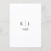 Moderne Minimalistische Zwart-Wit Bruiloft Menu (Achterkant)