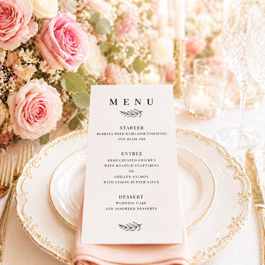 Moderne Minimalistische Zwart-Wit Bruiloft Menu