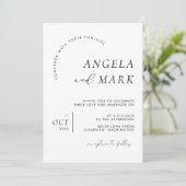 Moderne minimalistische zwart-wit bruiloft met fot kaart (Staand voorkant)