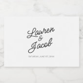 Moderne minimalistische zwart wit bruiloft mini likeurfles etiket (Enkel label)