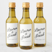 Moderne minimalistische zwart wit bruiloft mini wijn etiket (Flessen)