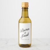 Moderne minimalistische zwart wit bruiloft mini wijn etiket (Voorkant)