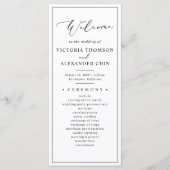 Moderne minimalistische zwart wit bruiloft program programmakaart (Voorkant)