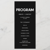 Moderne minimalistische zwart-wit bruiloft programmakaart (Voorkant)