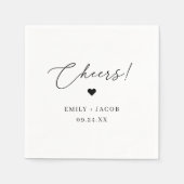 Moderne minimalistische zwart-wit bruiloft proost servet (Voorkant)