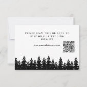 Moderne minimalistische zwart-wit bruiloft QR-code RSVP Kaartje (Achterkant)