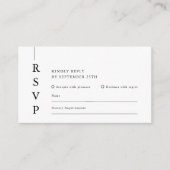 Moderne minimalistische zwart wit bruiloft RSVP Informatiekaartje (Voorkant)