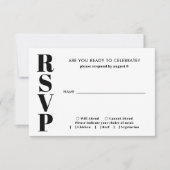 Moderne minimalistische zwart-wit bruiloft RSVP kaartje (Voorkant)