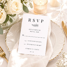 Moderne Minimalistische Zwart-Wit Bruiloft RSVP Kaartje