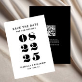 Moderne minimalistische zwart-wit bruiloft save the date