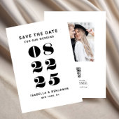 Moderne minimalistische zwart-wit bruiloft save the date